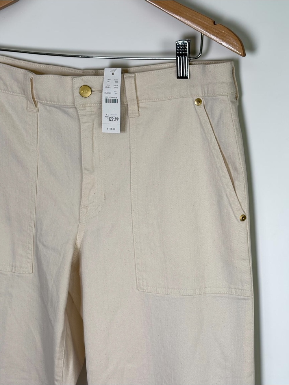 NWT J.Crew Camp Pocket Wide Leg Pants Ecru Cream Denim 29 - Picture 5 of 14